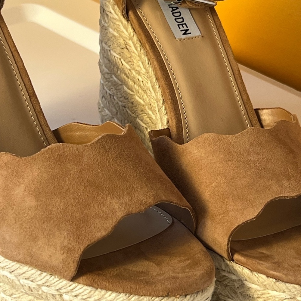 Steve Madden Womens Tan Suede Susana Ankle Straps Wedge Sandals Espadrilles 10M - Picture 15 of 17